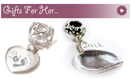 Handprint Necklace: Silver Heartprints