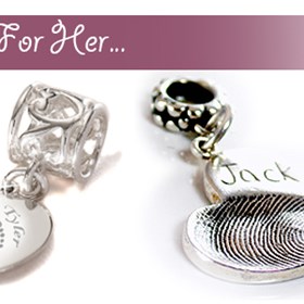 Handprint Necklace: Silver Heartprints