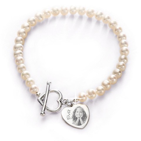 ENGRAVED PEARL BRACELET : Silver Heartprints